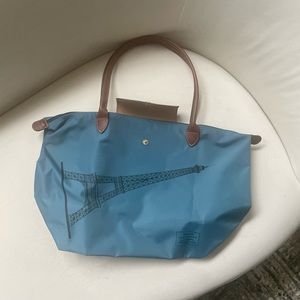 Longchamp Paris Le Pilage Tote Eiffel Tower Bag Limited Edition! Blue